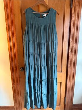 J. Jill Teal Tiered Sleeveless Maxi Dress